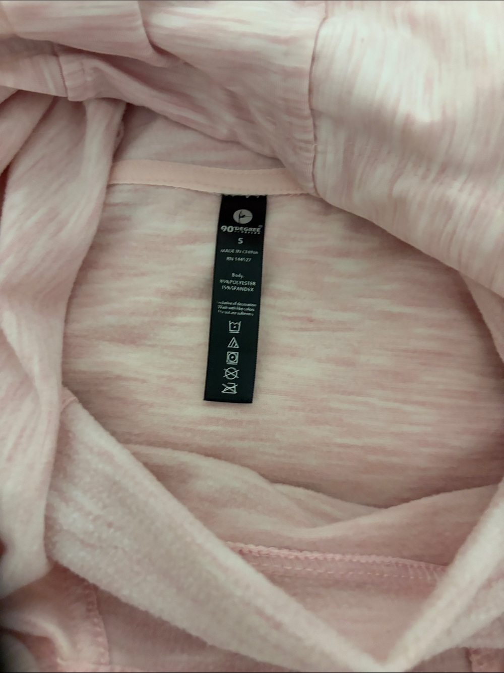 90 Degree By Reflex Light Pink Heathered Hooded Pullover - Picture 2 of 3